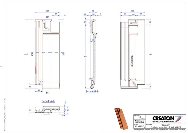Prodotto file CAD MIKADO Esalatore raccordo colmo mezza tegola FALLH