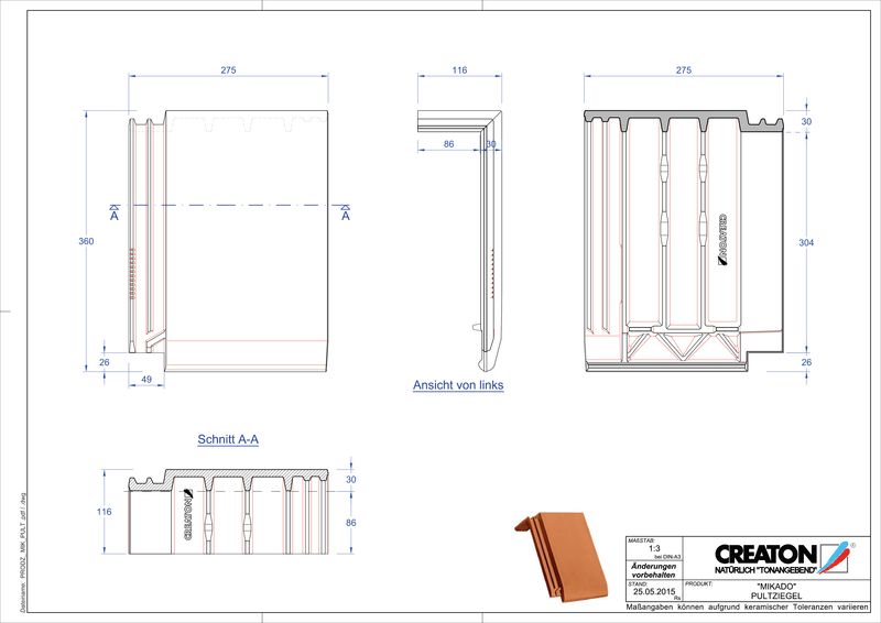 Prodotto file CAD MIKADO Tegola di testata PULT