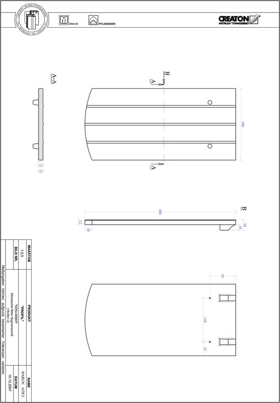 Prodotto file CAD PROFIL Taglio a segmento d'arco KERA-SAECHS-18-CM-1-1